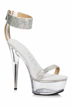 609-ANIKA Stripper Sandal | Silver Faux Leather