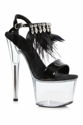 709-ZAHRA Stripper Sandal | Black Rhinestones
