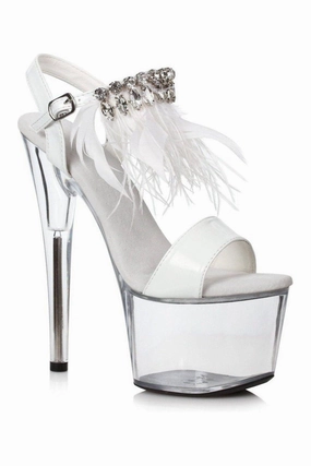 709-ZAHRA Stripper Sandal | White Rhinestones