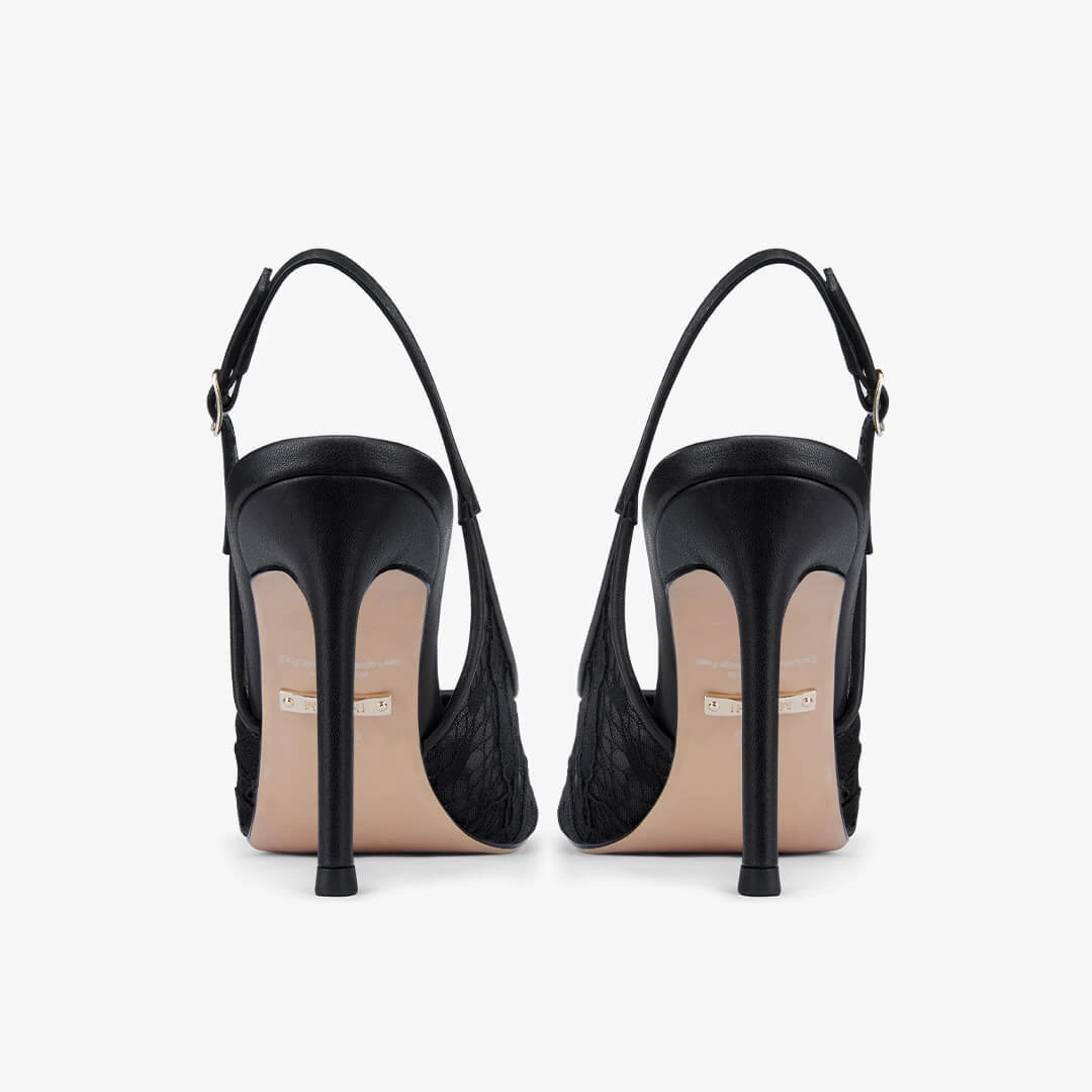 *DIAMOND- black lace slingback
