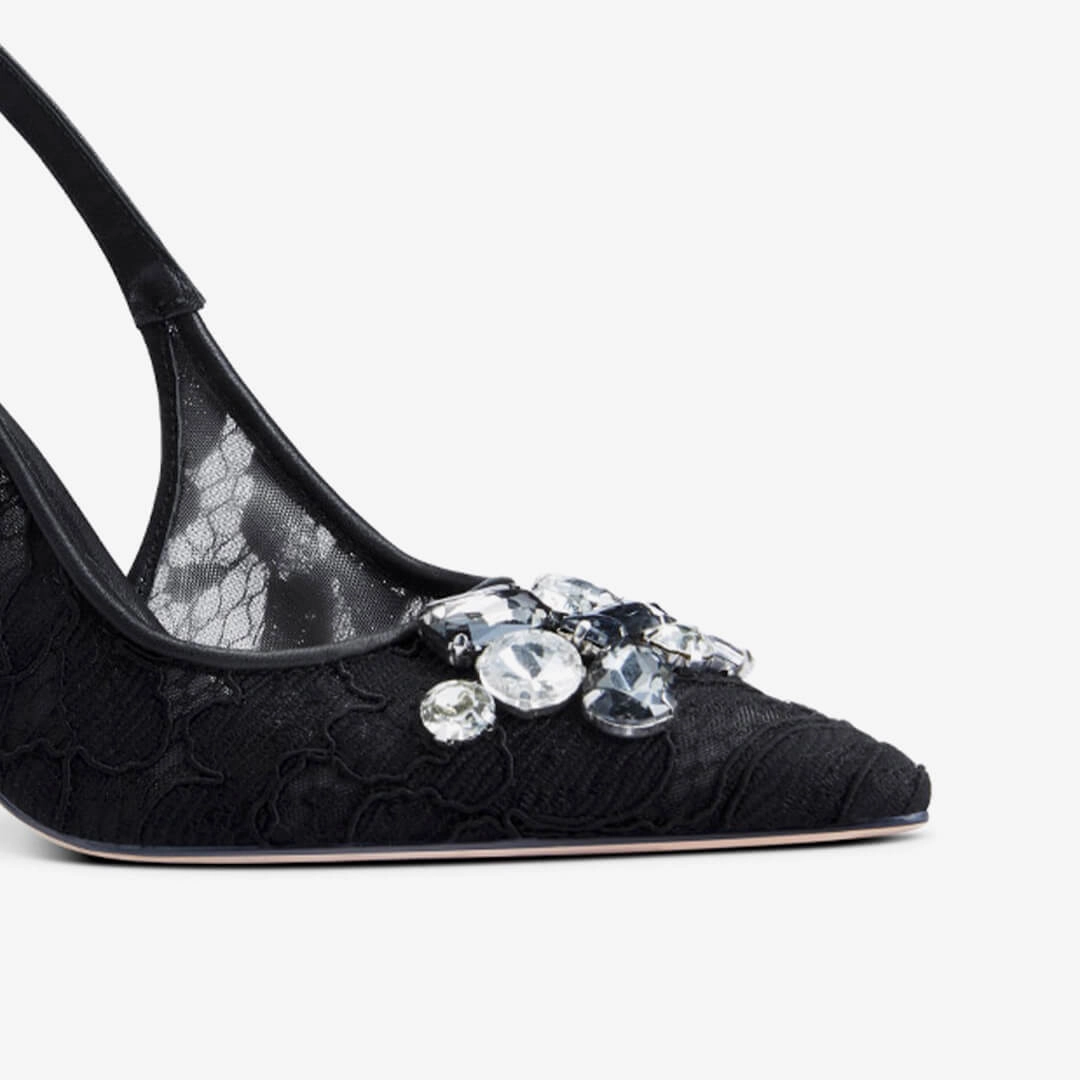 *DIAMOND- black lace slingback