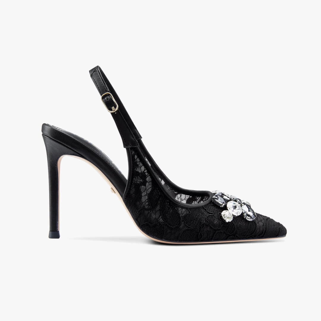 *DIAMOND- black lace slingback