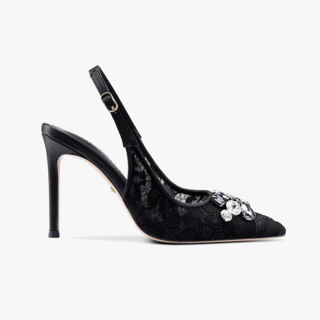 *DIAMOND- black lace slingback