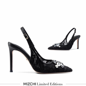 *DIAMOND- black lace slingback