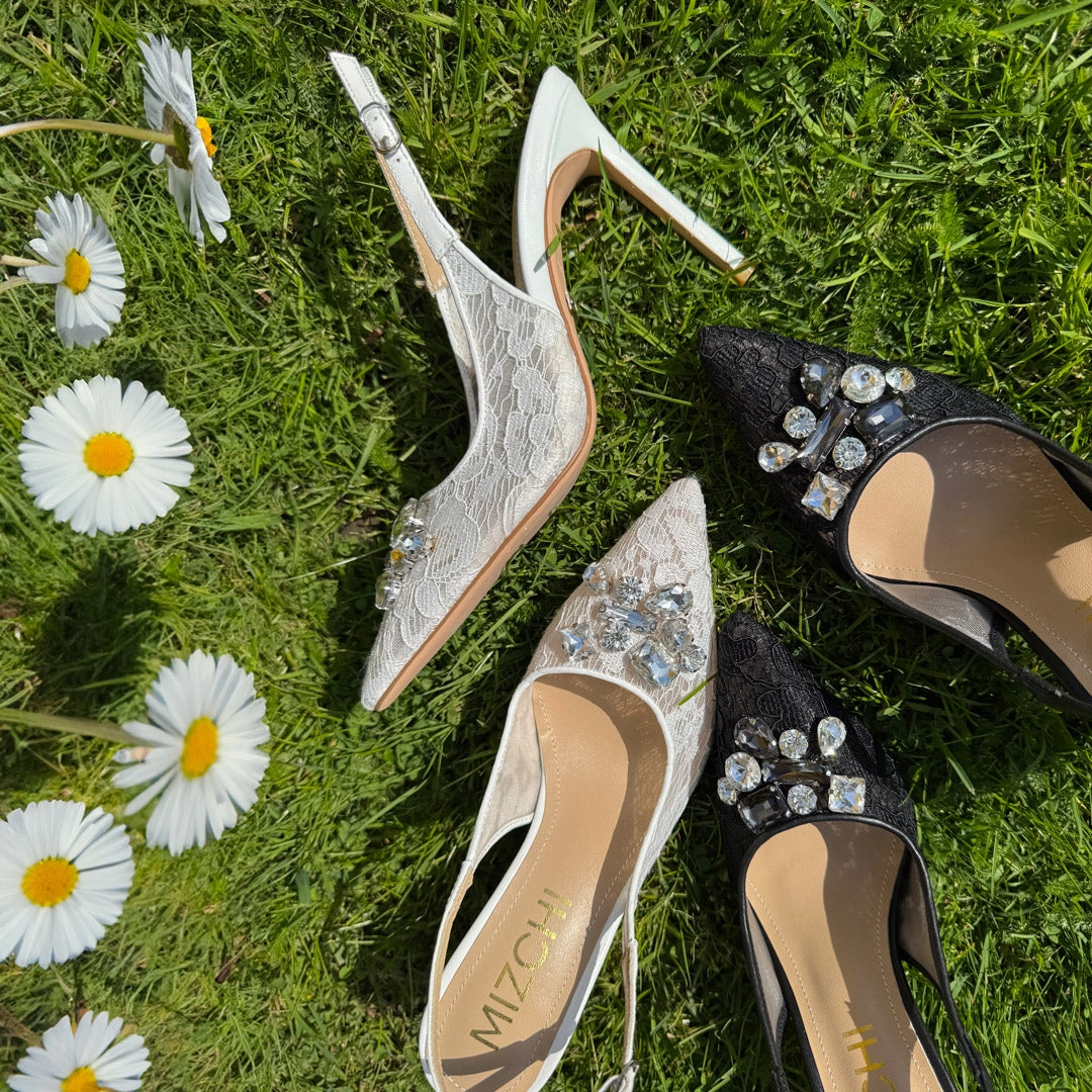 *DIAMOND- black lace slingback