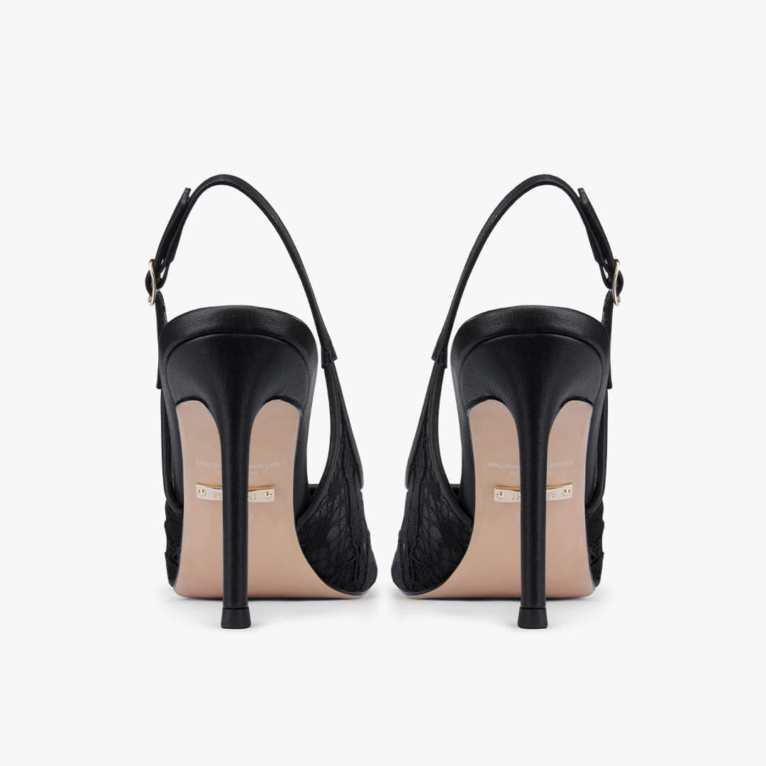 *DIAMOND- black lace slingback