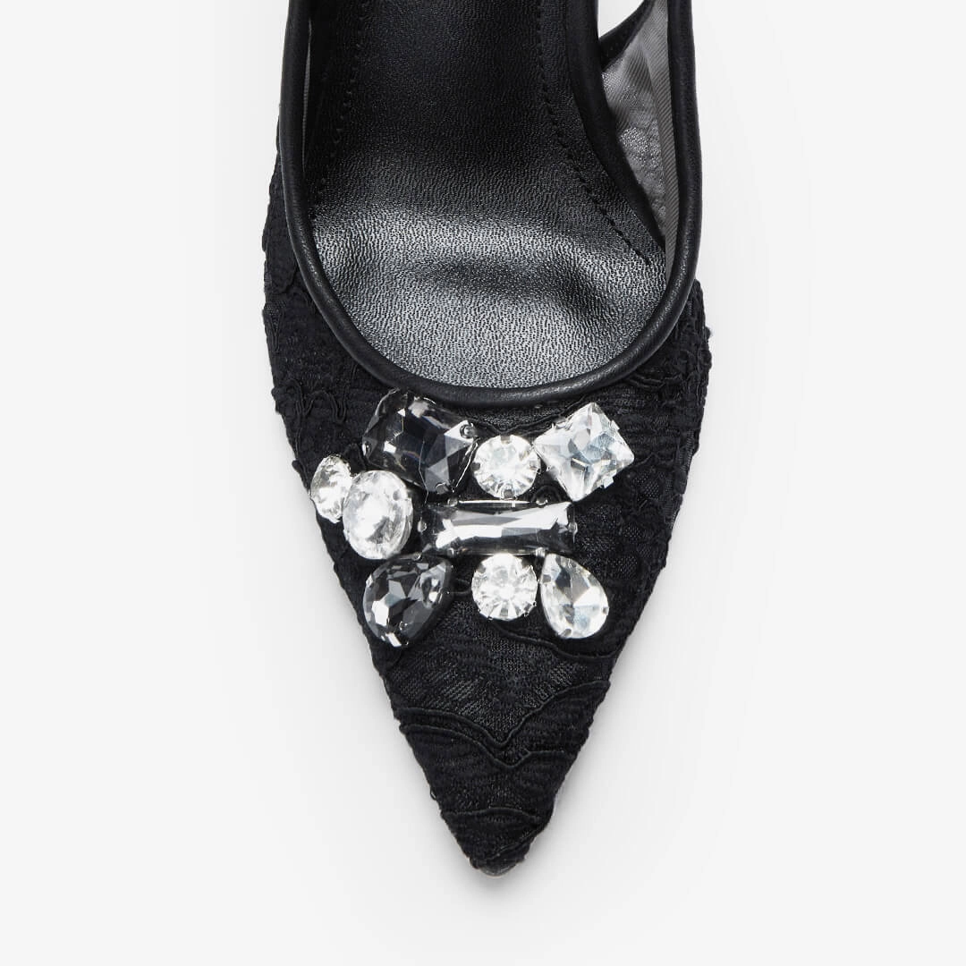 *DIAMOND- black lace slingback