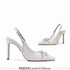 *DIAMOND- ivory lace slingback