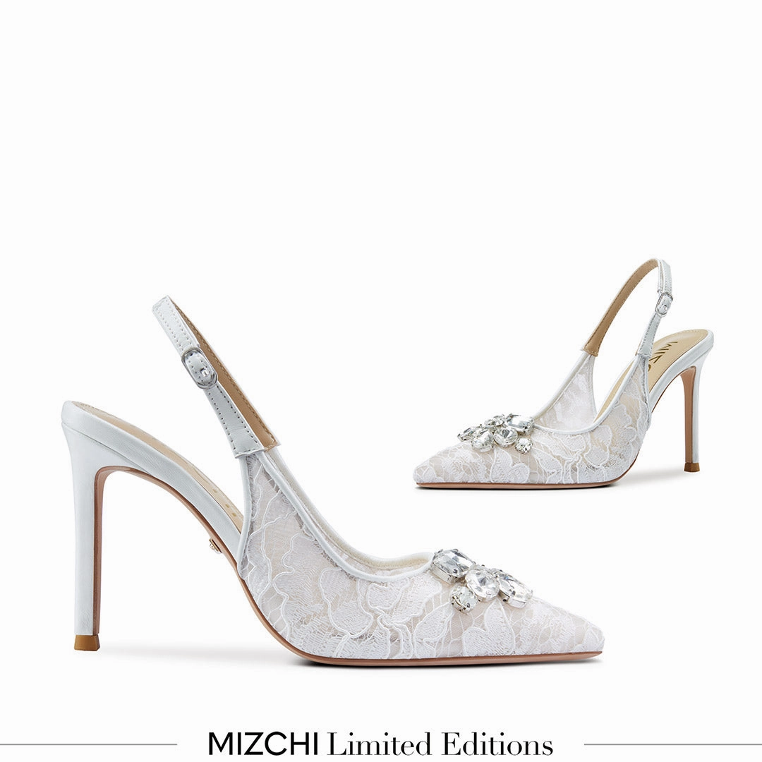 *DIAMOND- ivory lace slingback
