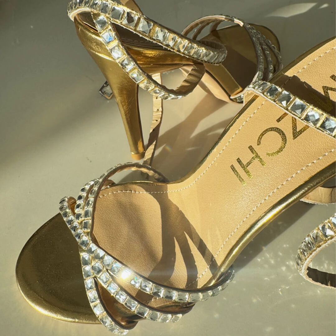 *MADDY GOLD  - diamond decor heels