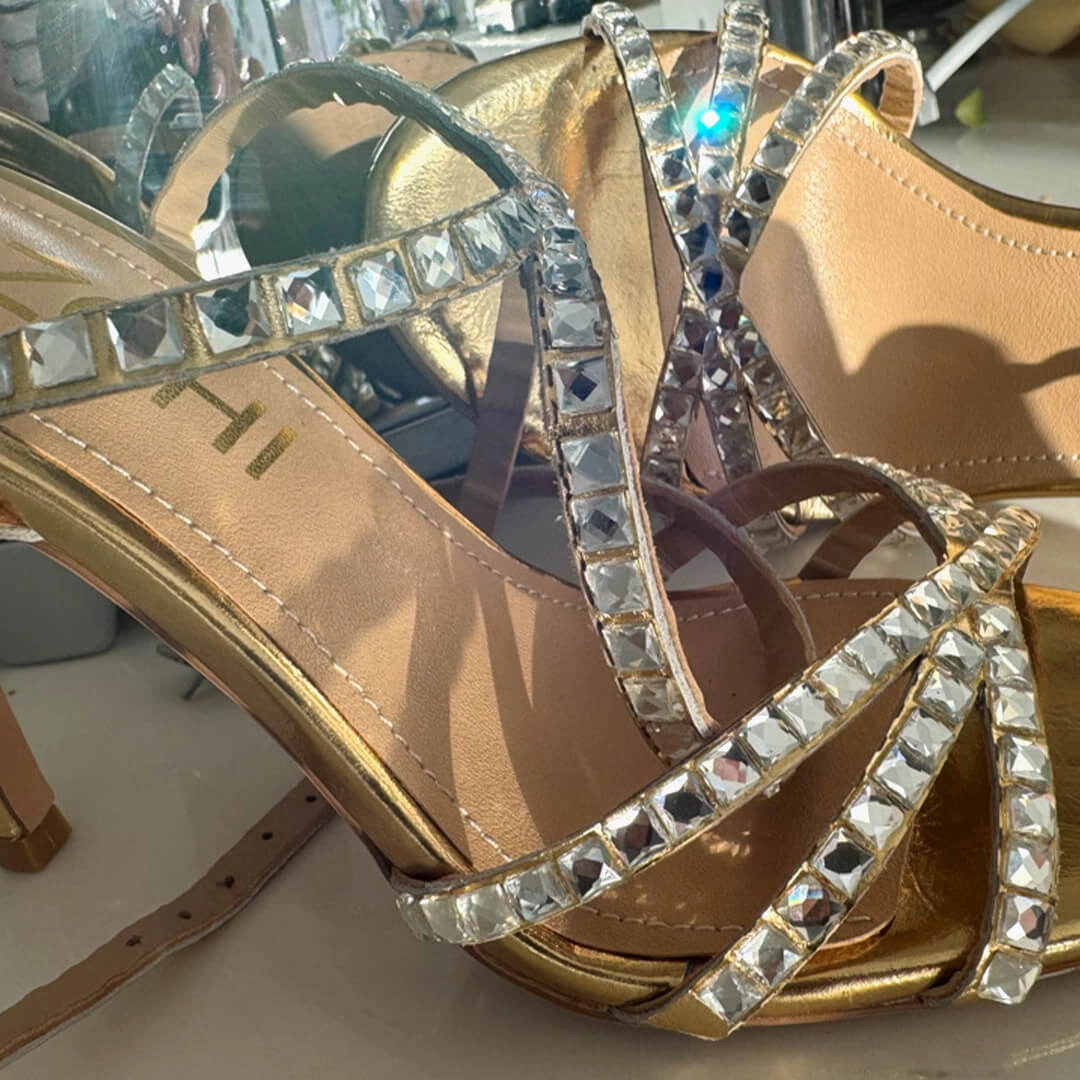 *MADDY GOLD  - diamond decor heels