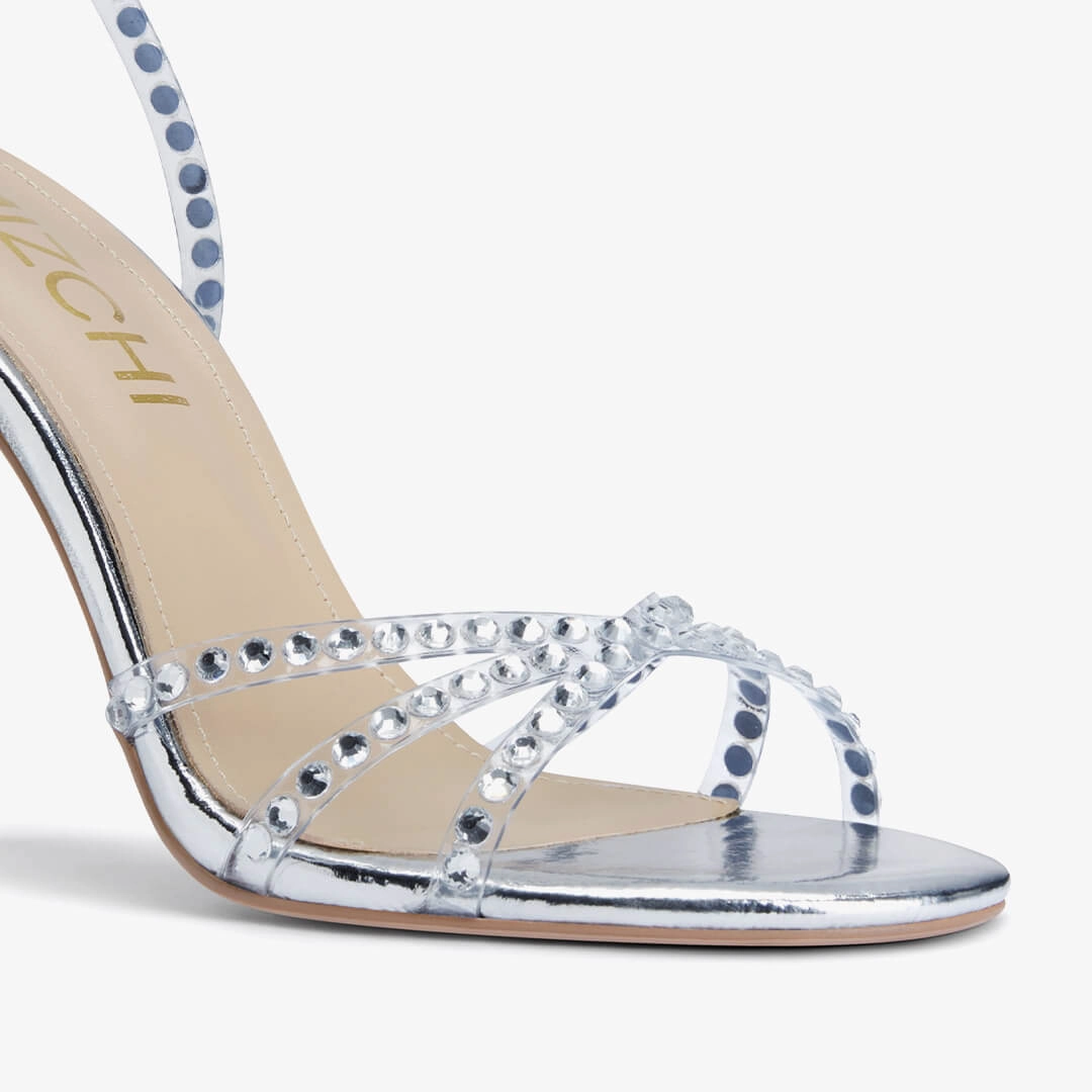 *MADDY SILVER  - diamond decor heels