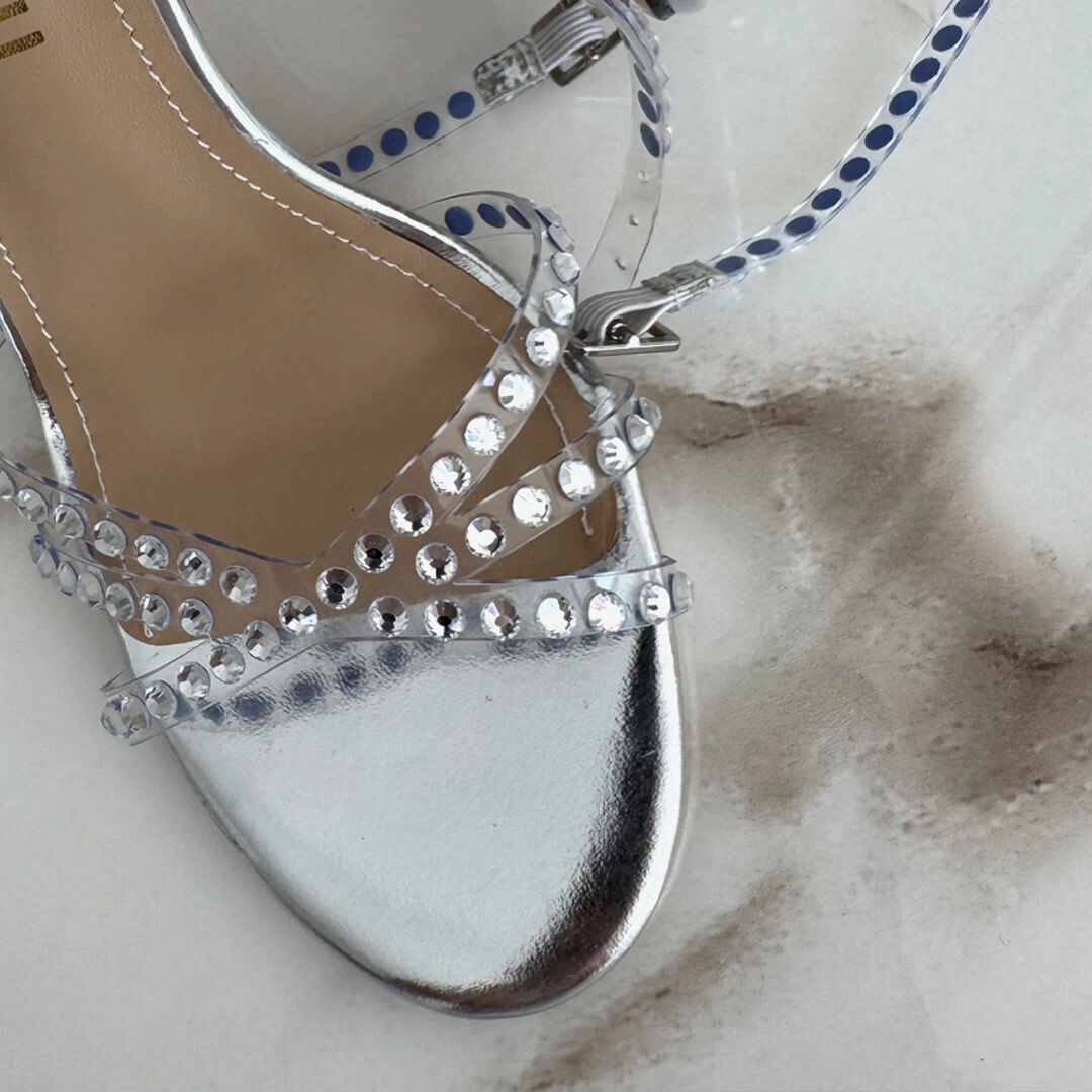 *MADDY SILVER  - diamond decor heels