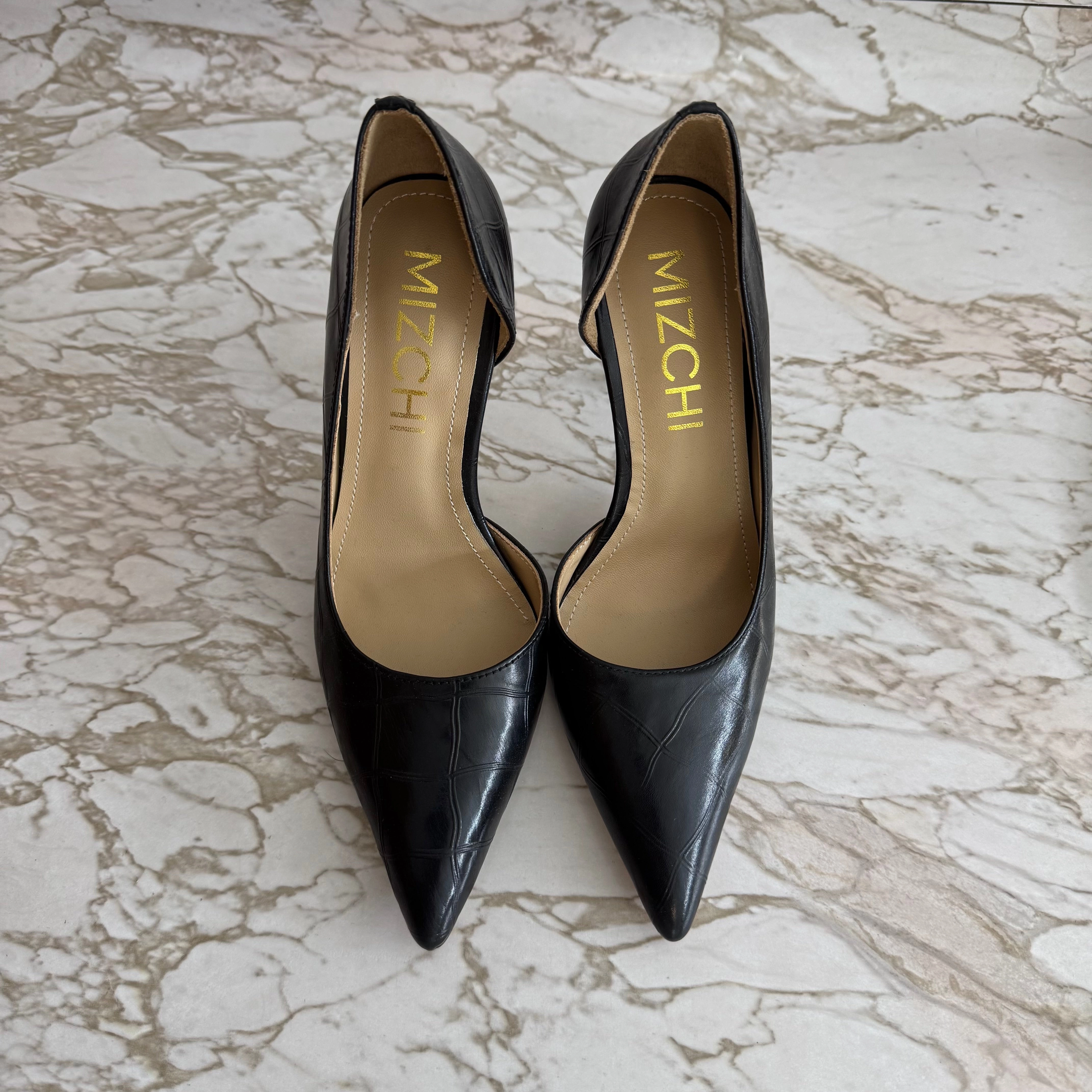 *UK size 2.5 - LALITA BLACK CROC - d'orsay cut production sample
