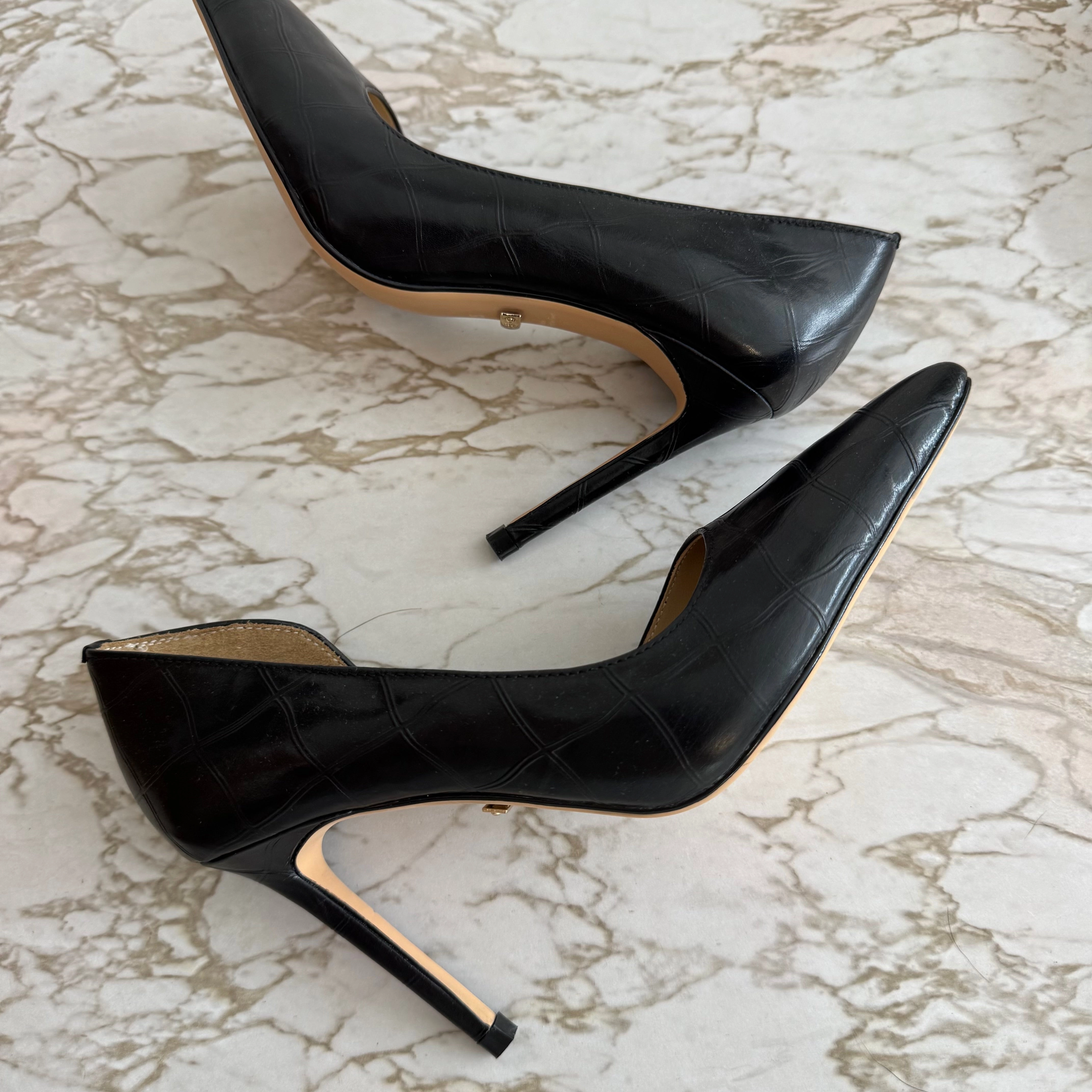 *UK size 2.5 - LALITA BLACK CROC - d'orsay cut production sample