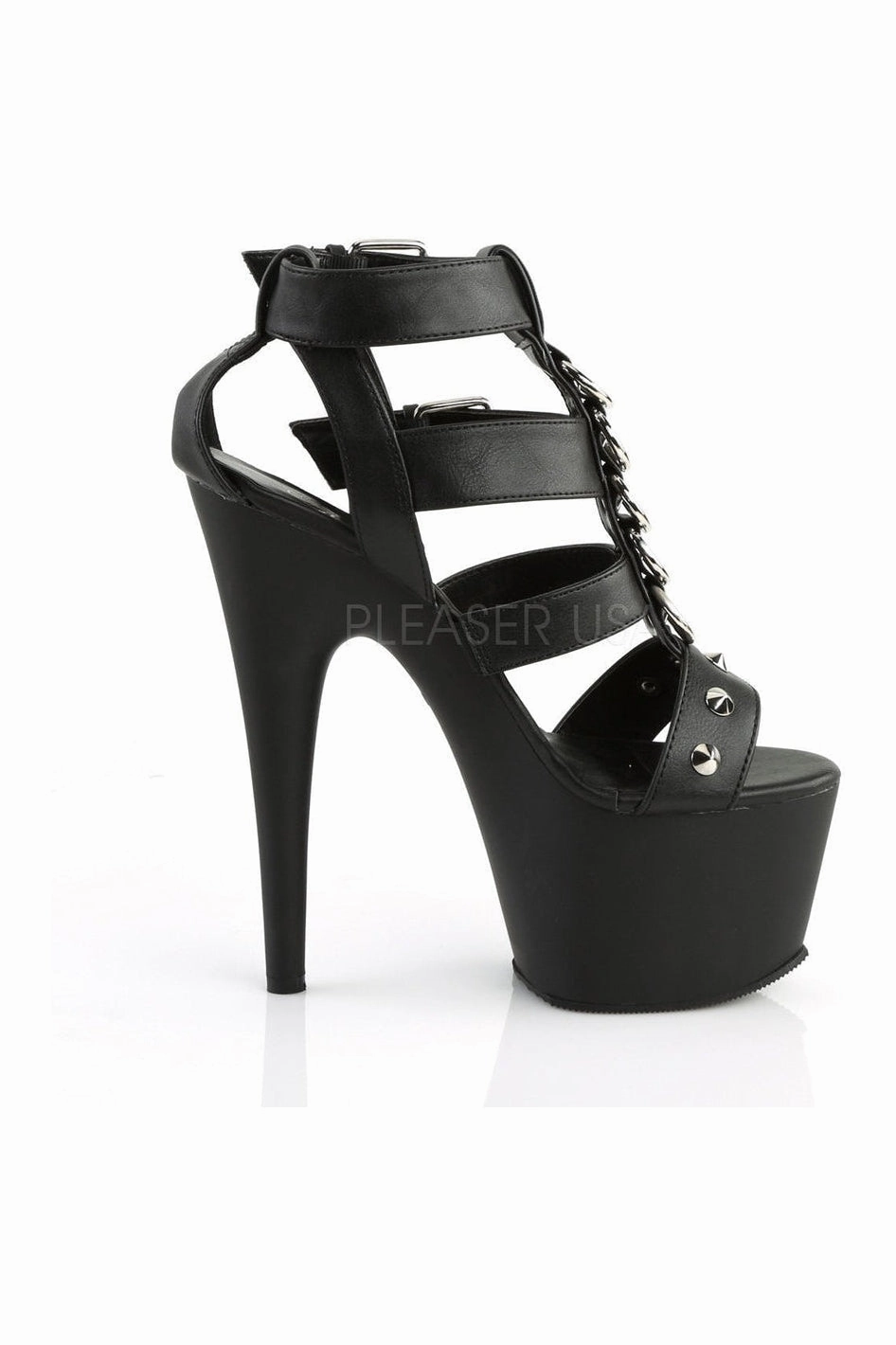 ADORE-758 Platform Sandal  | Black Faux Leather