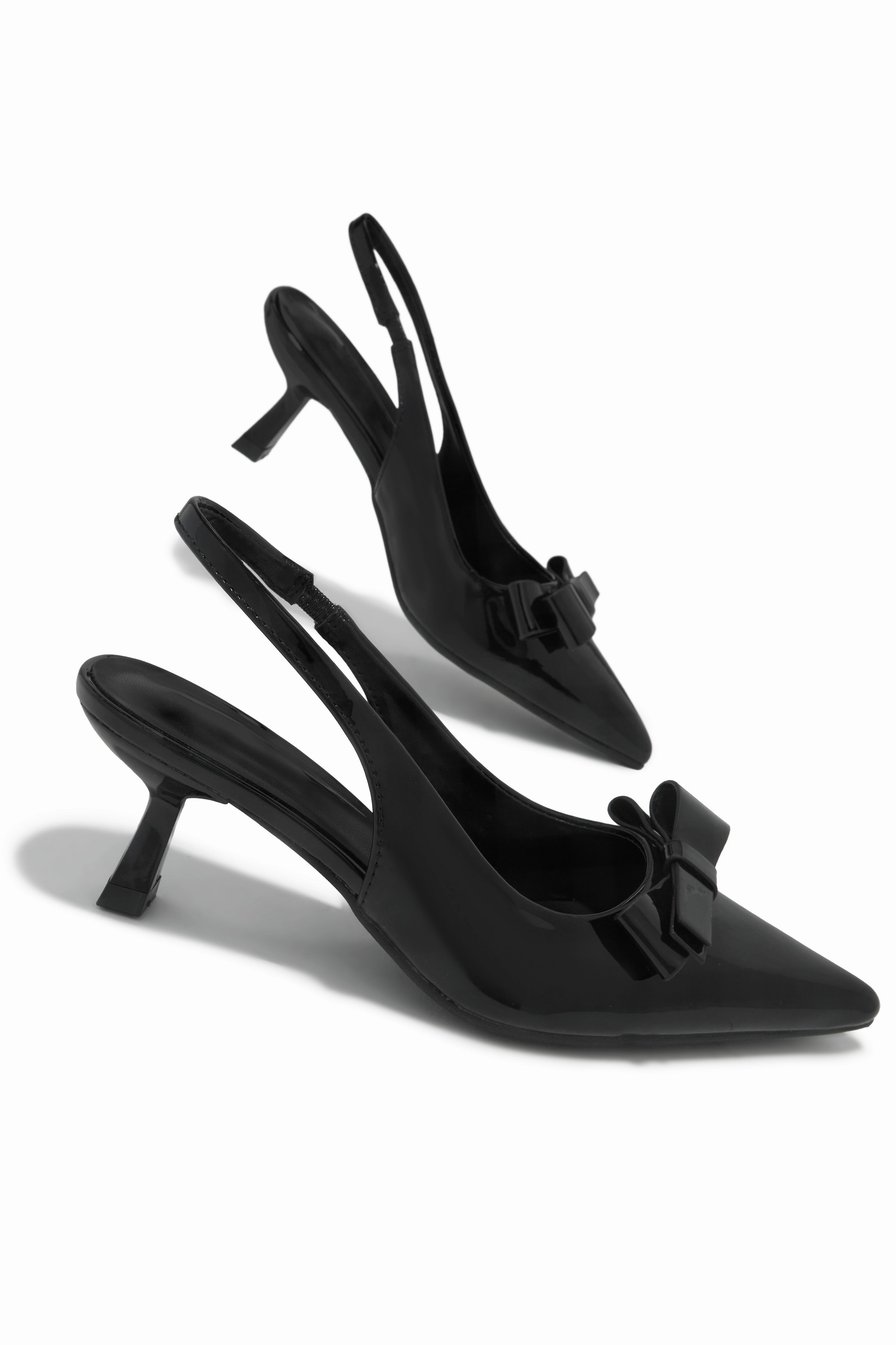 Alayna Mid Heel Slingback Pumps - Black