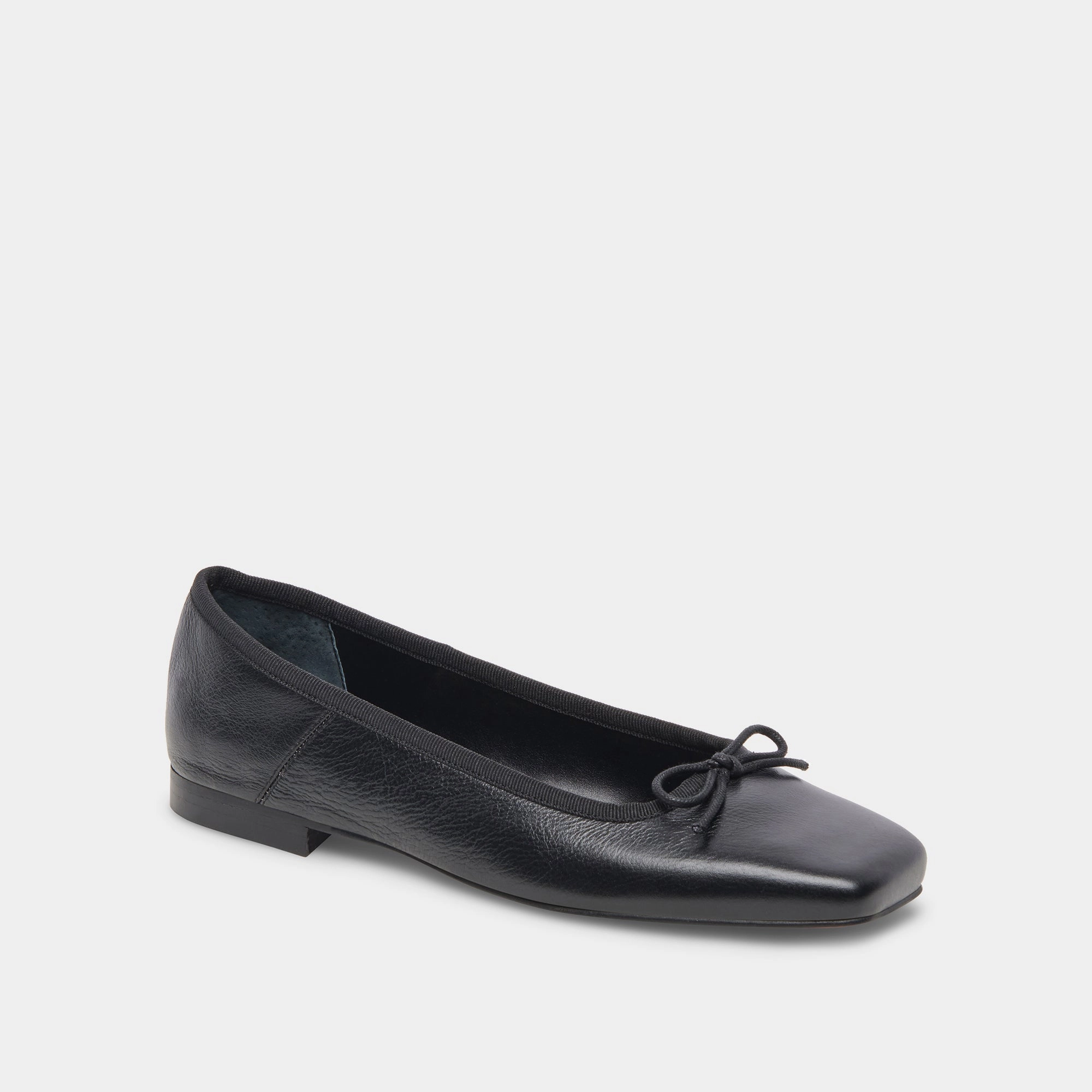 ANISA WIDE BALLET FLATS BLACK LEATHER - re:vita