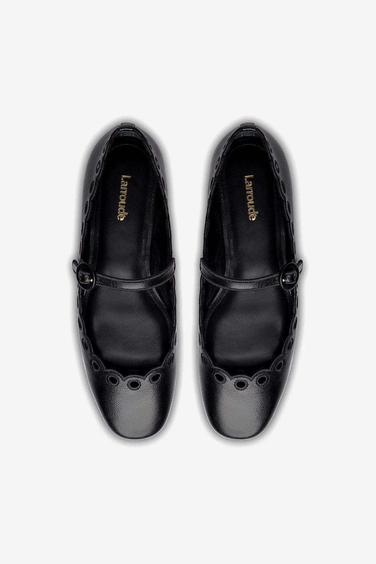 Blair Broderie Ballet Flat In Black Leather
