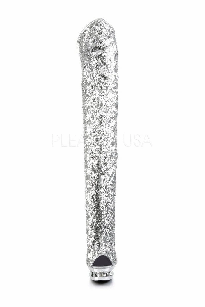 BLONDIE-R-3011 Platform Boot  | Silver Sequins