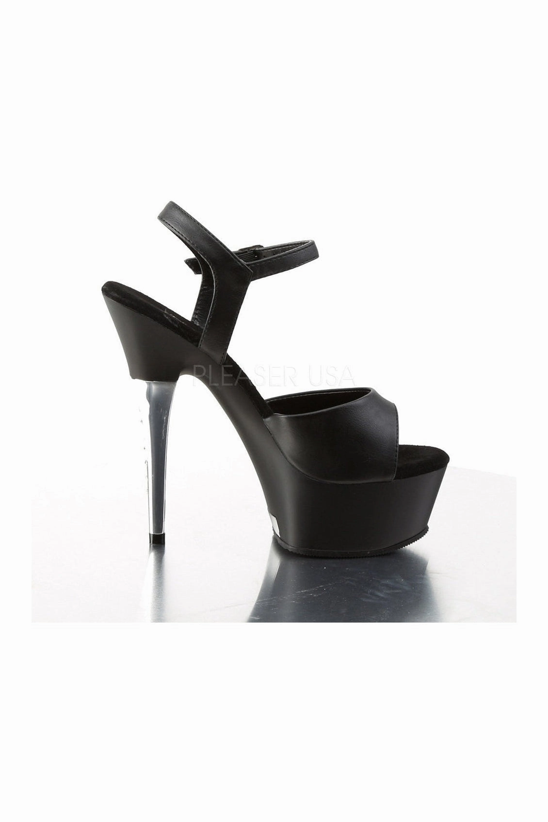 CAPTIVA-609 Platform Slide  | Black Faux Leather