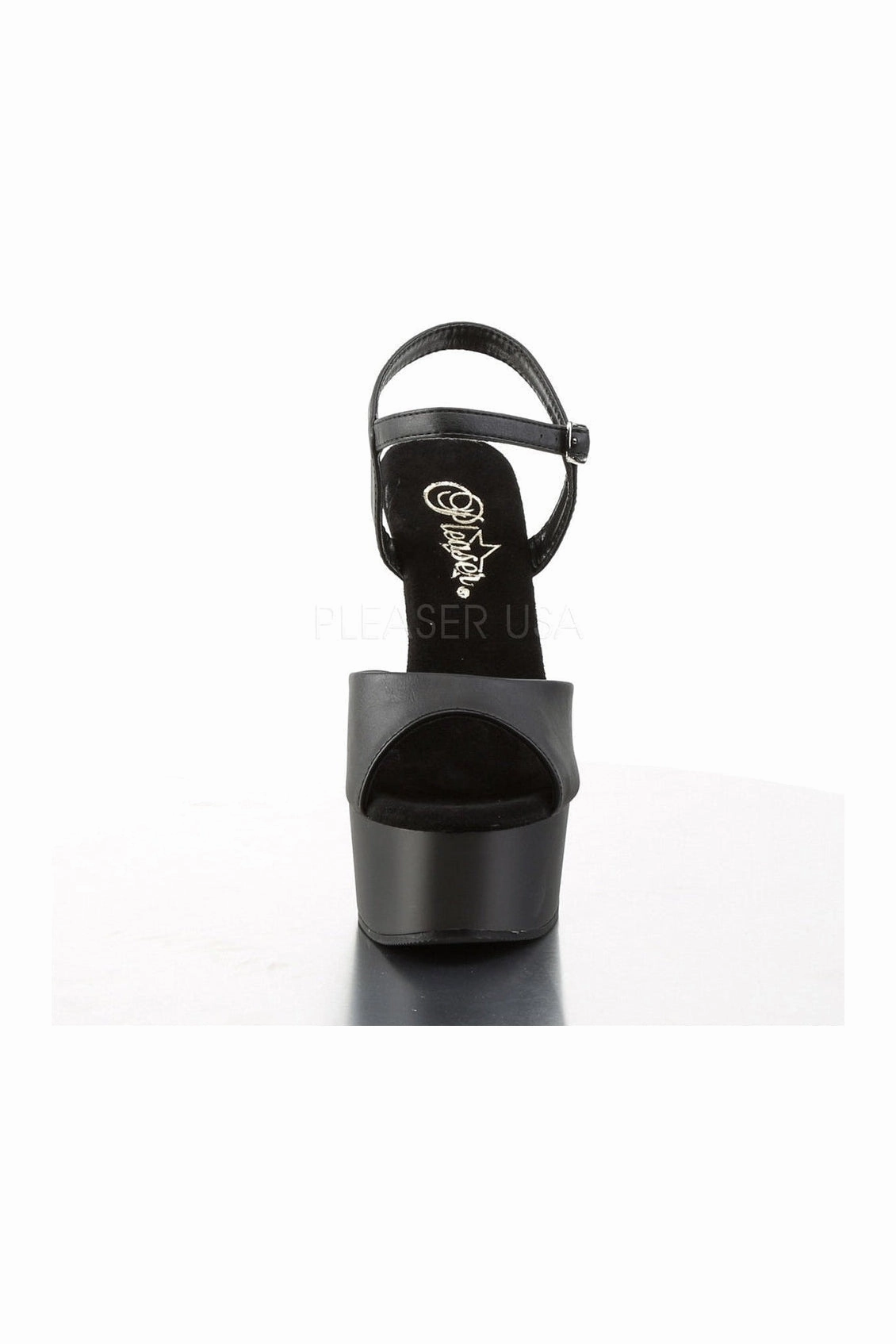 CAPTIVA-609 Platform Slide  | Black Faux Leather