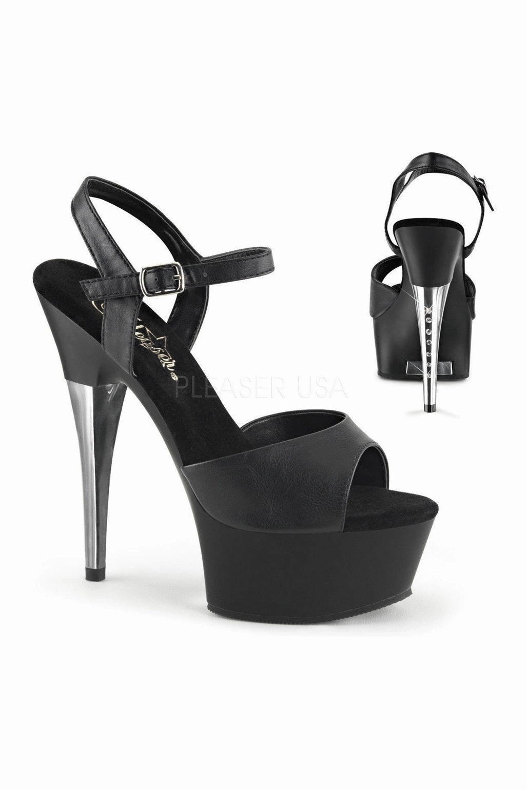 CAPTIVA-609 Platform Slide  | Black Faux Leather