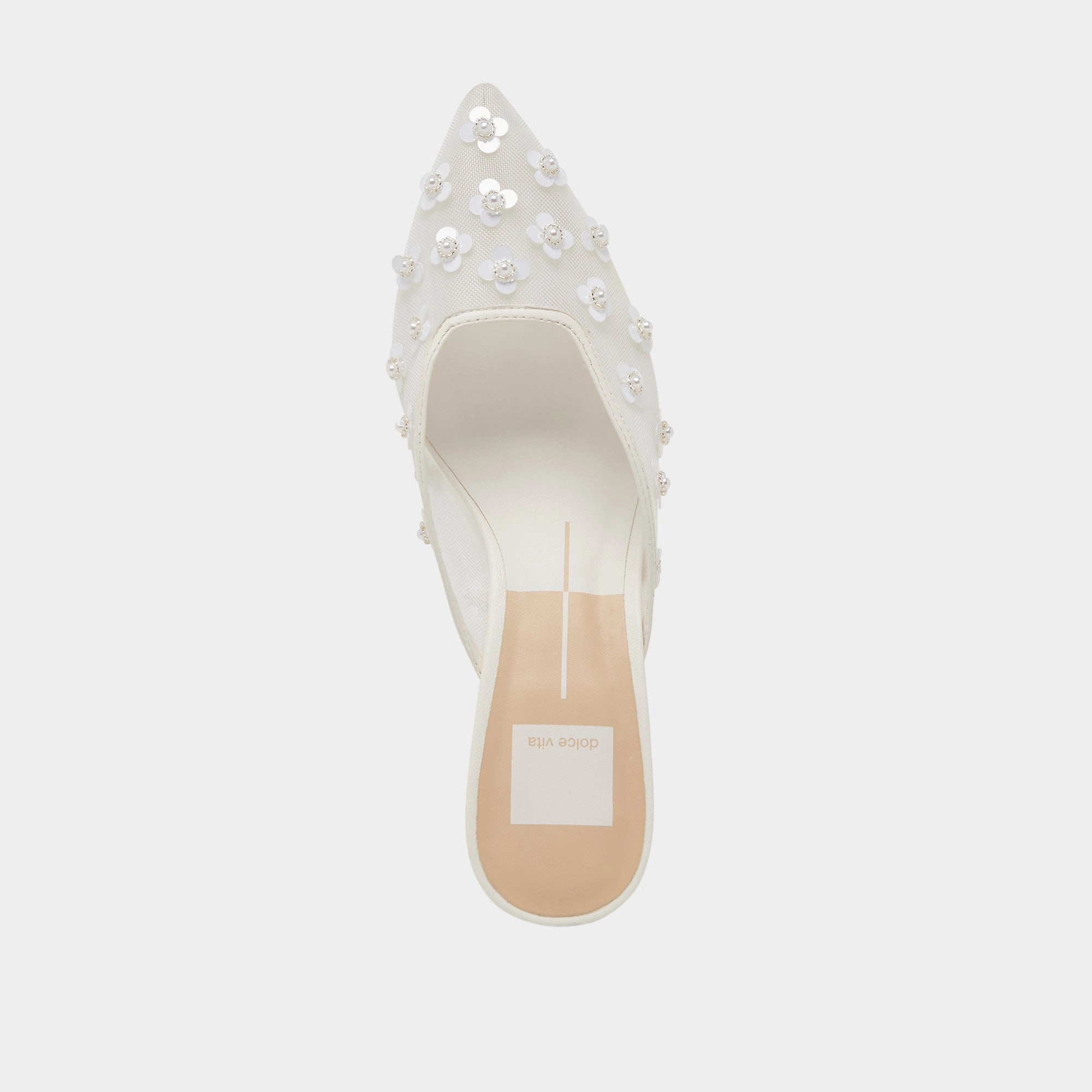 CLARA PEARL HEELS TRUE WHITE DAISY MESH