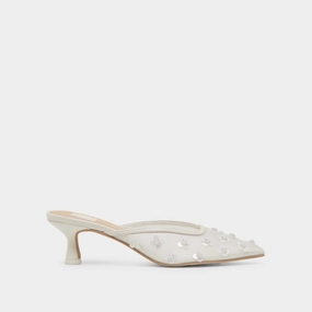 CLARA PEARL HEELS TRUE WHITE DAISY MESH