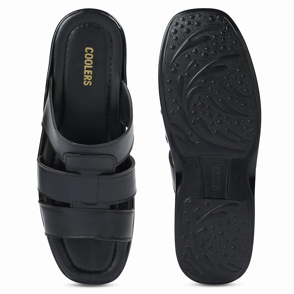Coolers Black Casual Slipper For Men COOL99-628 By Liberty