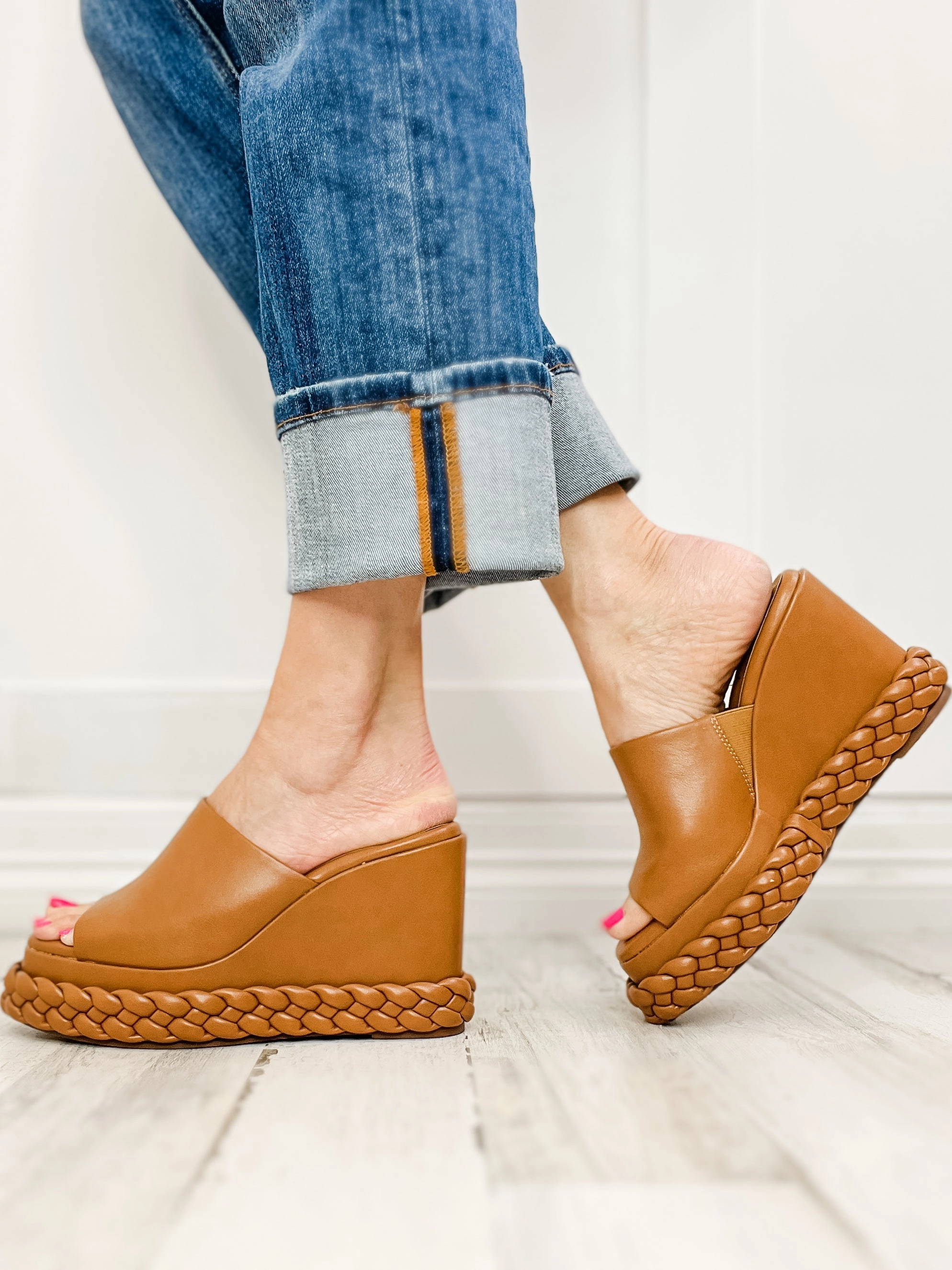 Corkys Resting Beach Face Wedge Sandals in Tan