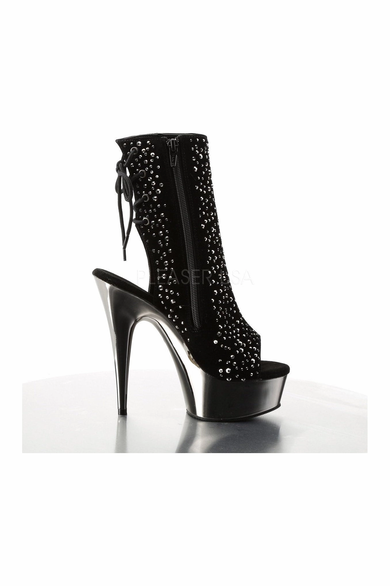 DELIGHT-1018RS Platform Boot  | Black Velvet