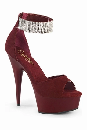 DELIGHT-625 Burgundy Faux Suede Sandal