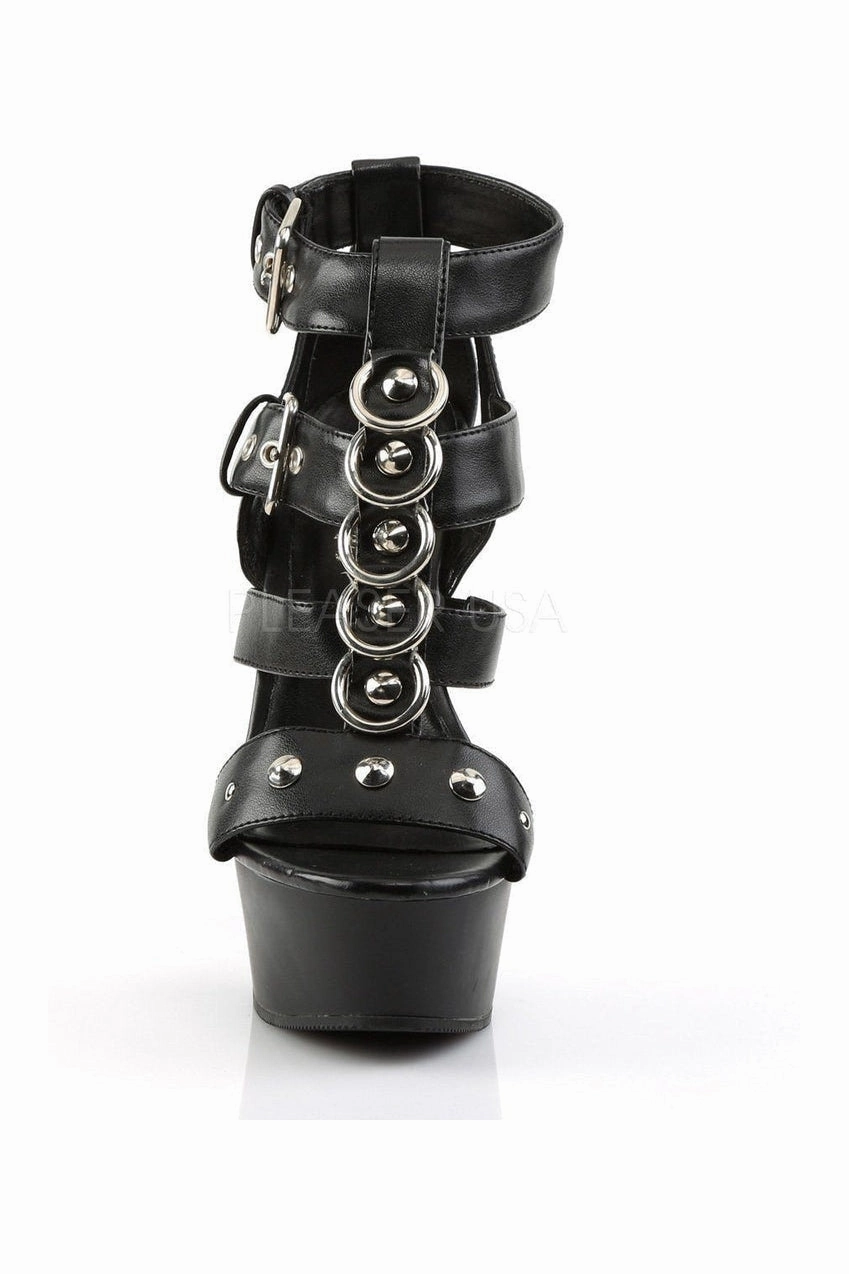 DELIGHT-658 Platform Sandal  | Black Faux Leather