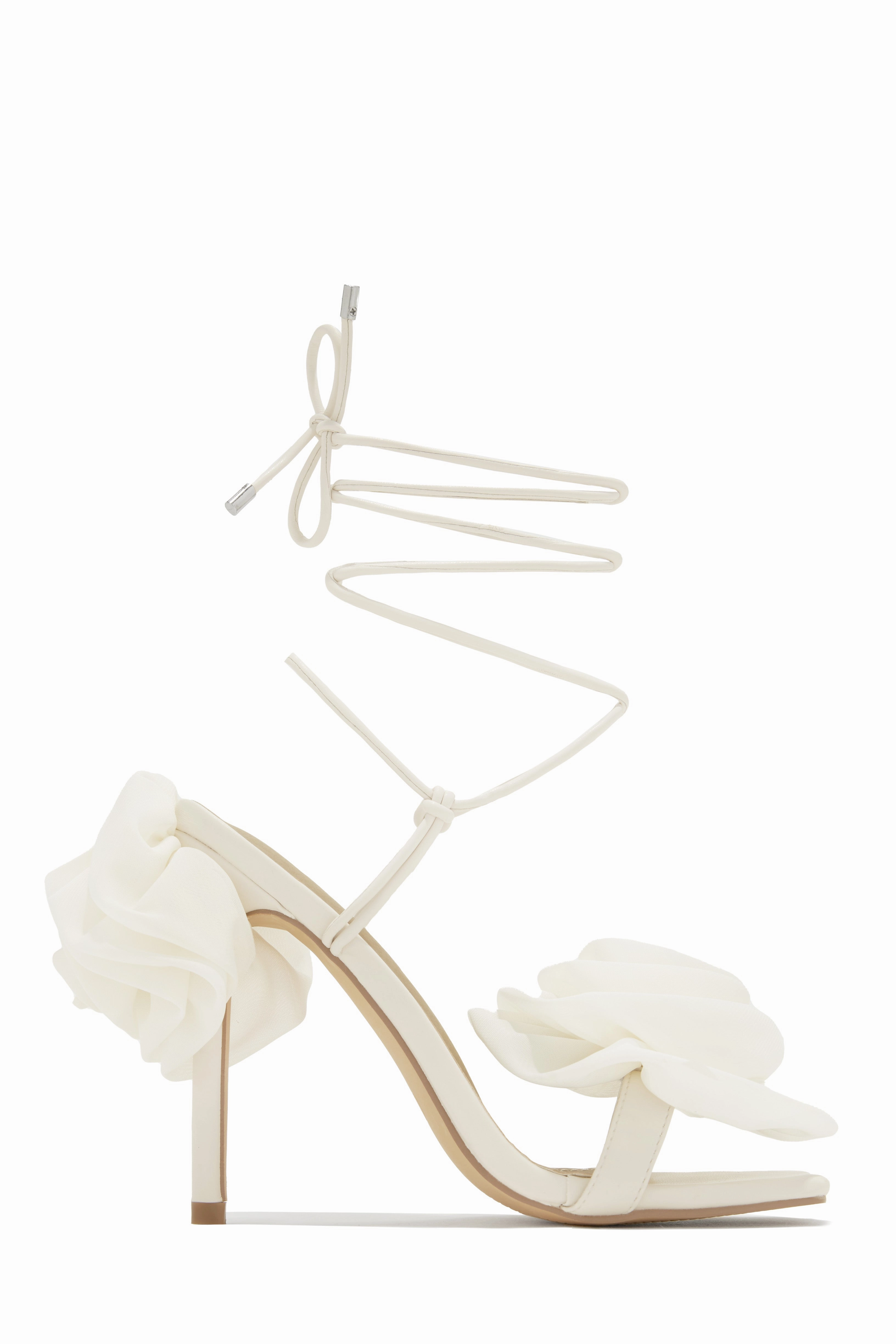 Divine Bloom Rosette Lace Up Heels - Denim