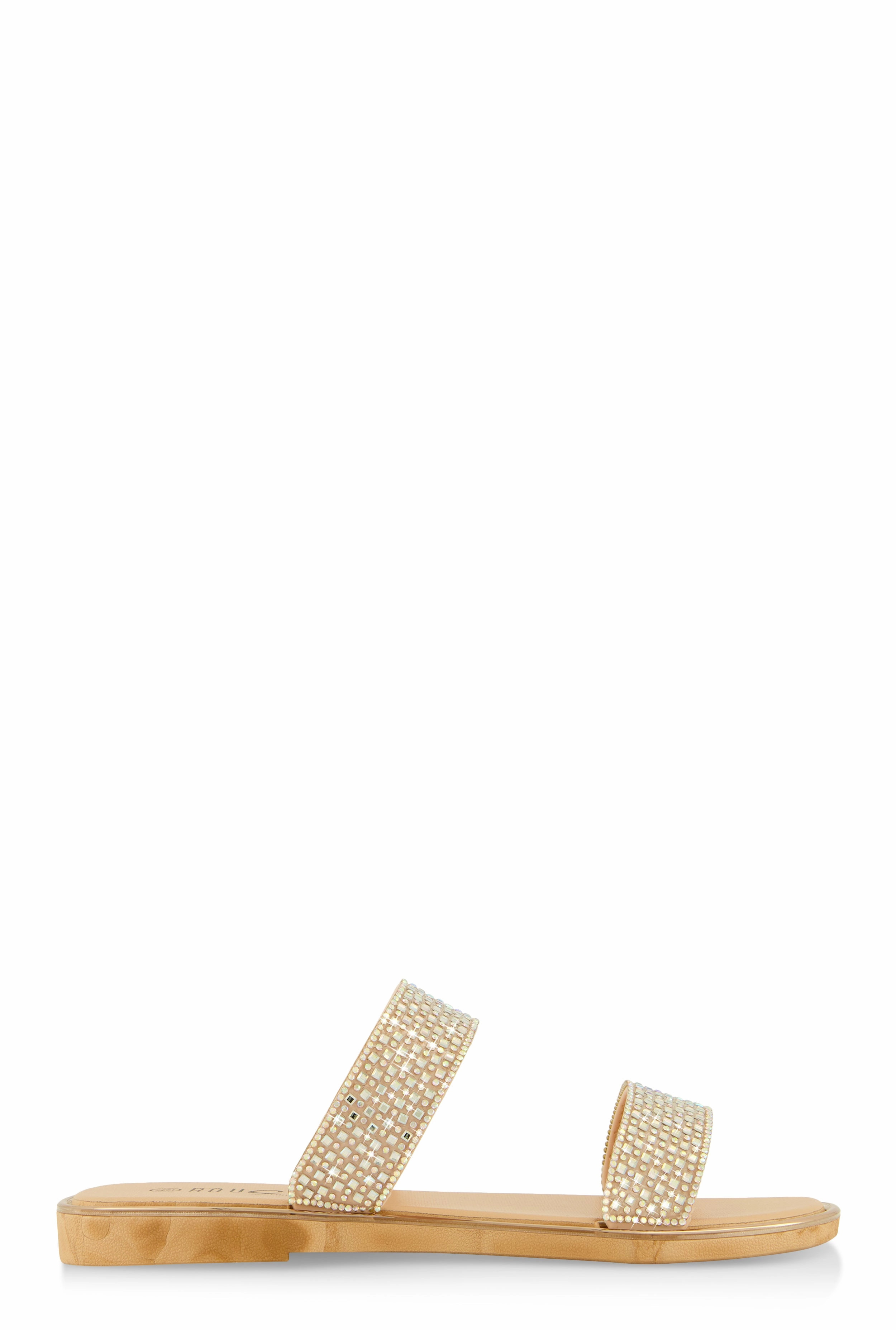 Double Band Rhinestone Slide Sandals