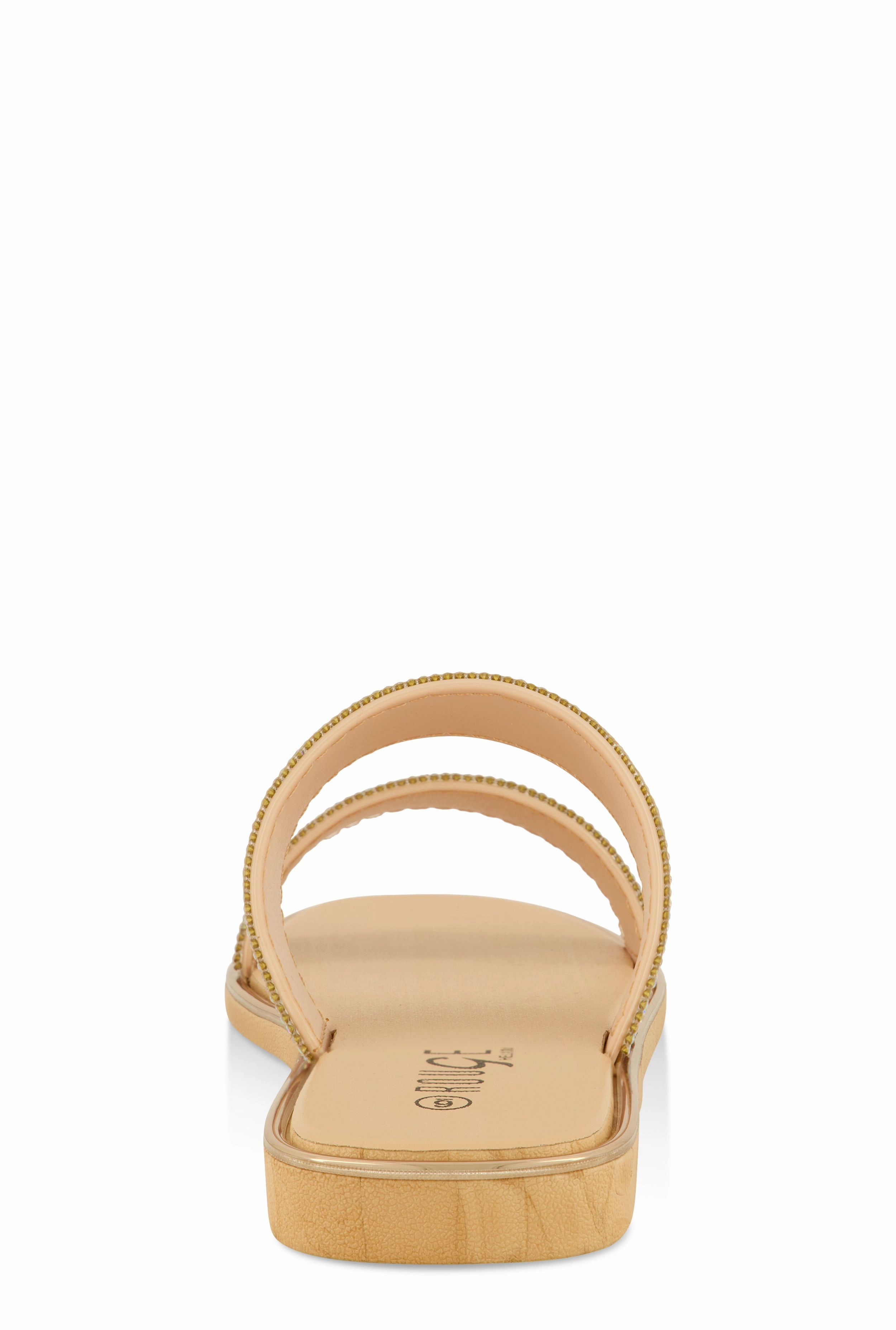 Double Band Rhinestone Slide Sandals
