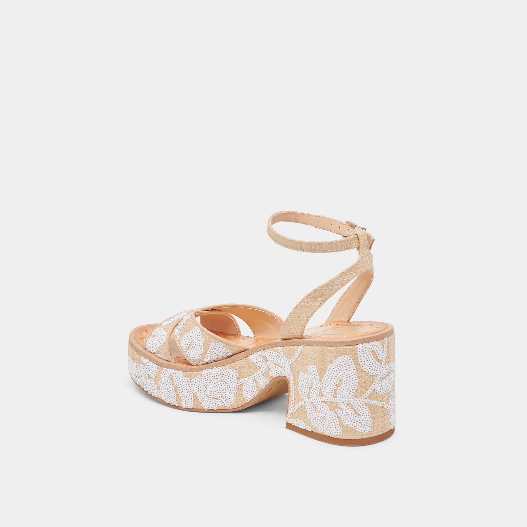 ENIKO HEELS NATURAL MULTI FLORAL SEQUIN