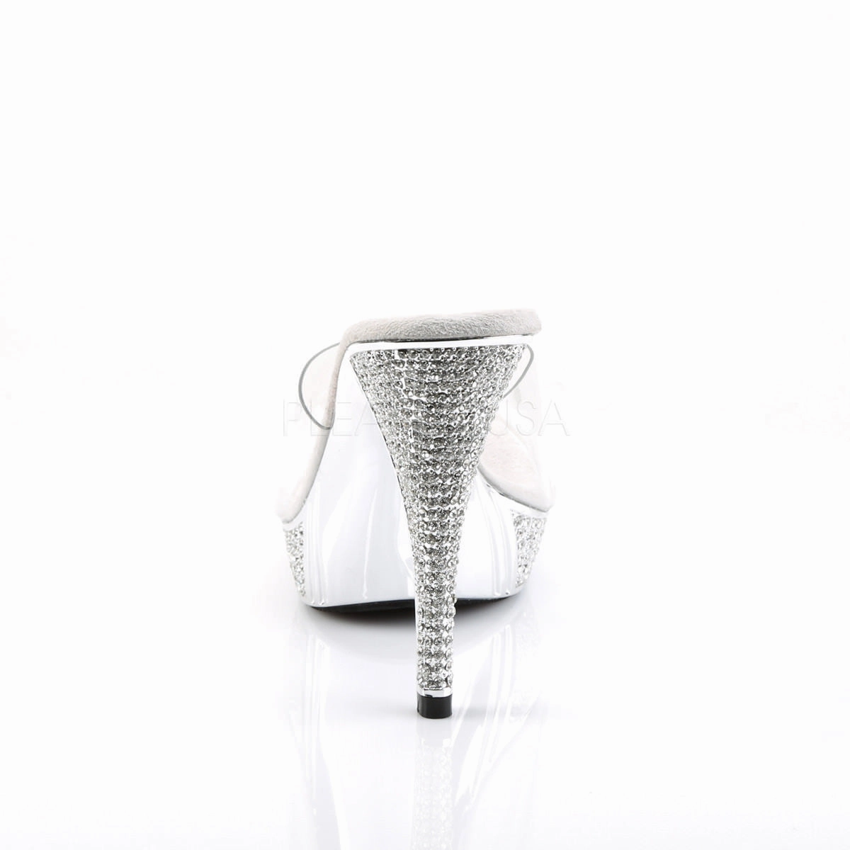 FABULICIOUS ELEGANT-401 Clear-Silver Chrome Platform Slides