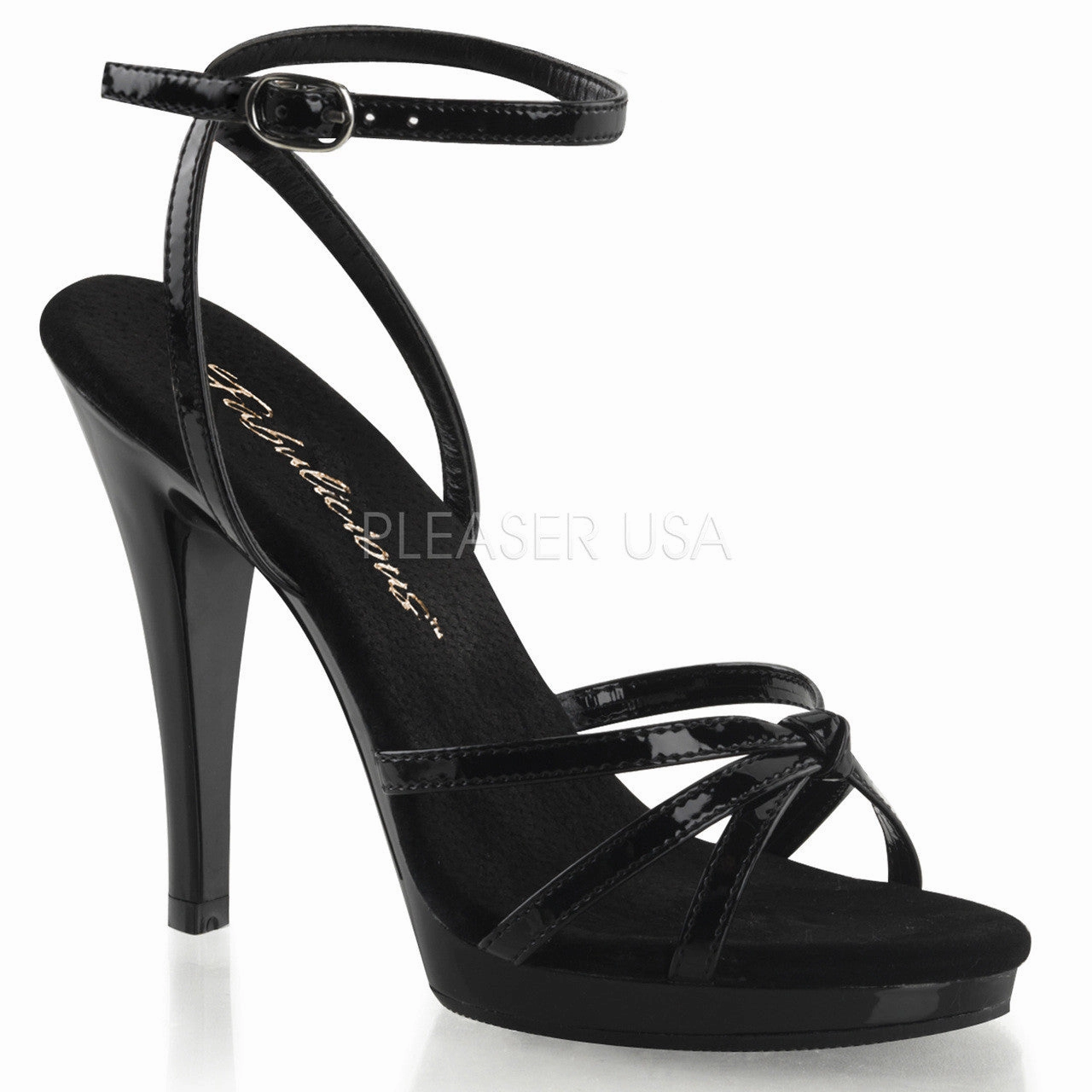 FABULICIOUS FLAIR-436 Black Pat-Black Stiletto Sandals