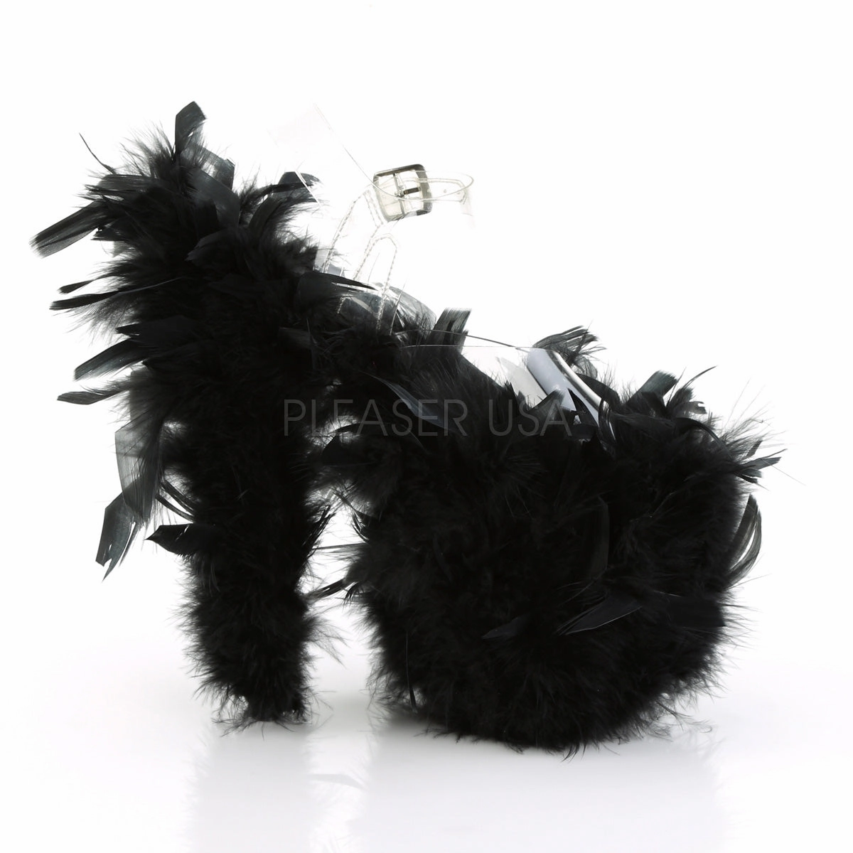 FLAMINGO-808F  Clear/Black Marabou Feather