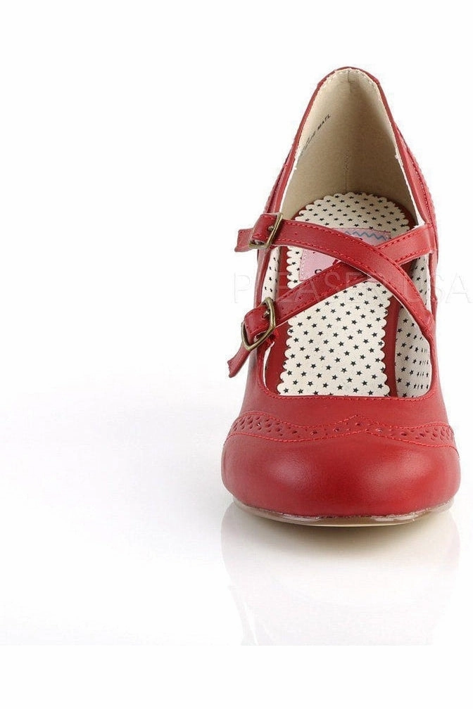 FLAPPER-35 Pump  | Red Faux Leather