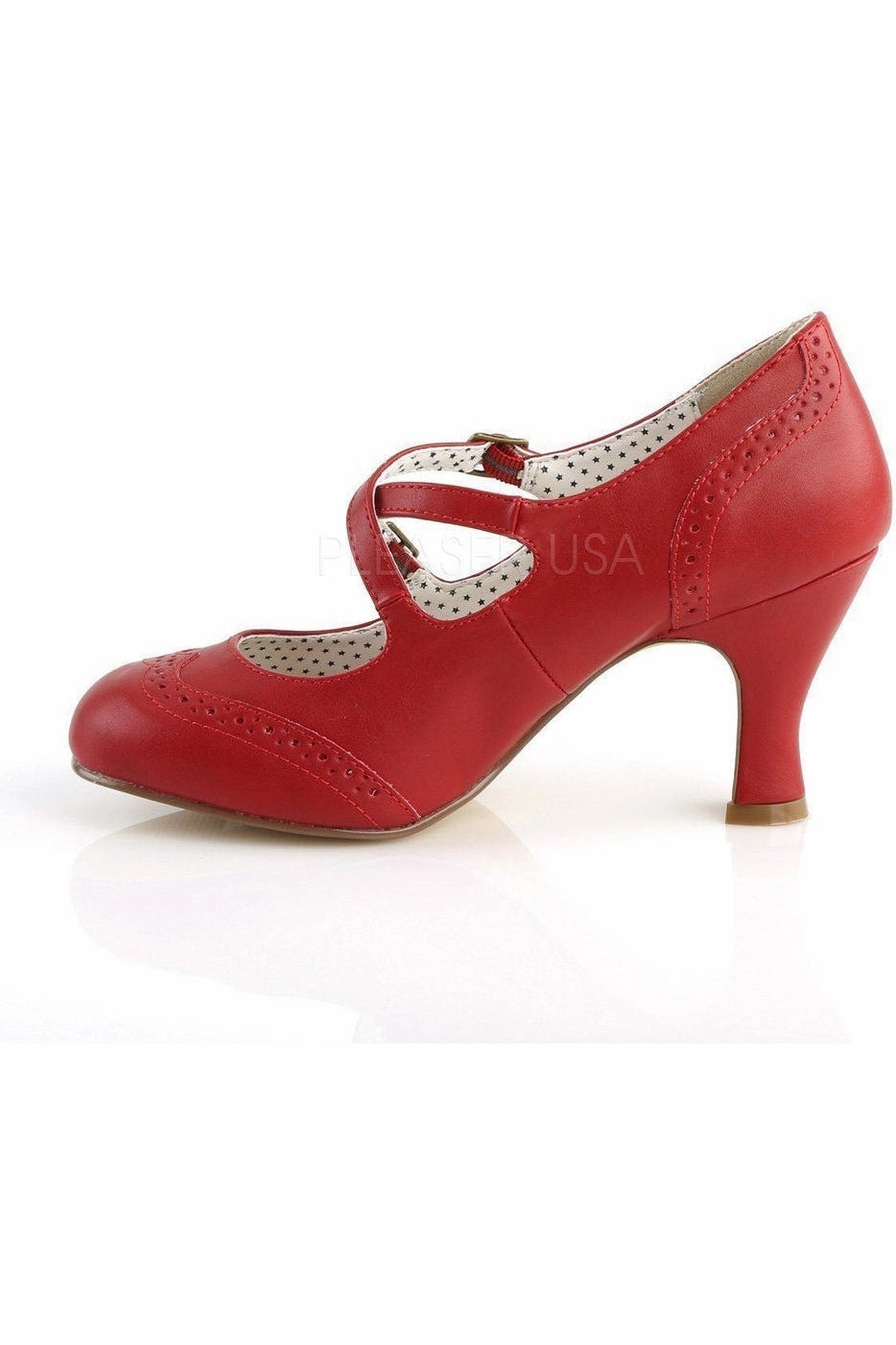 FLAPPER-35 Pump  | Red Faux Leather