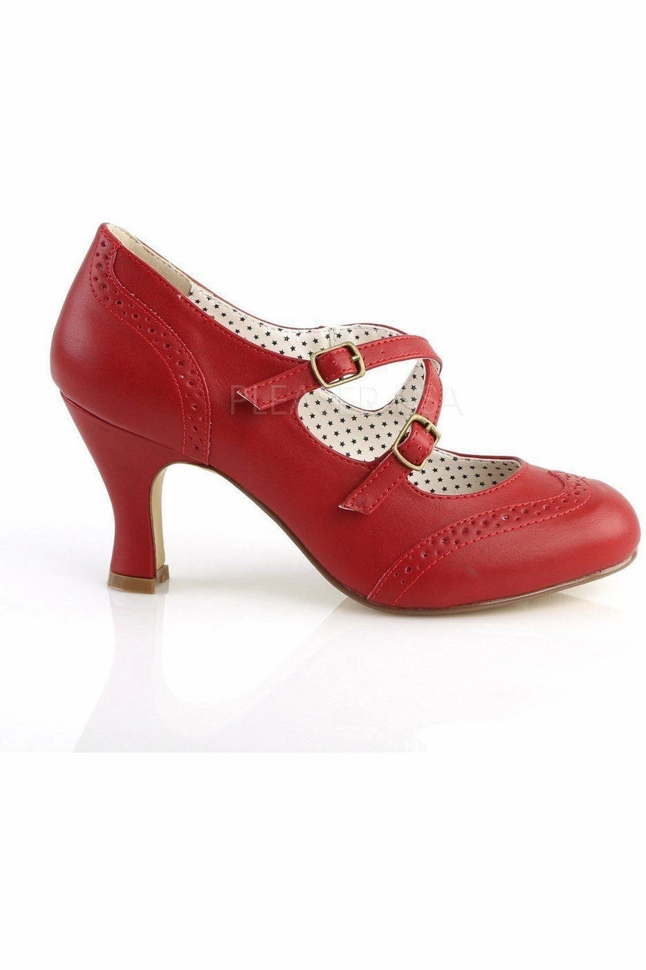 FLAPPER-35 Pump  | Red Faux Leather