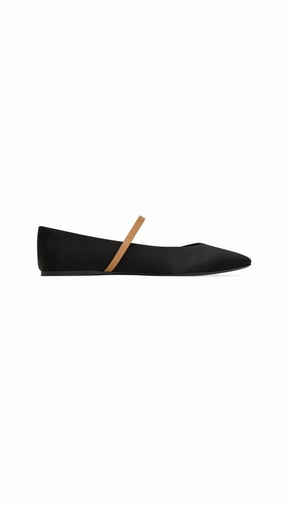 Gio Ballet Flats in Satin Crepe - Black