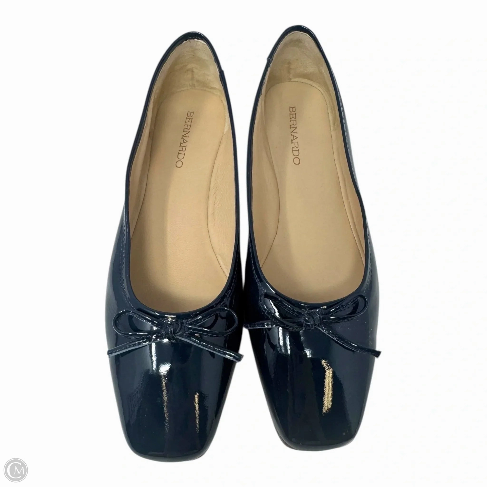 Gwynn Patent Bow Ballet Shoes Flats By Bernardo In Navy, Size: 8.5