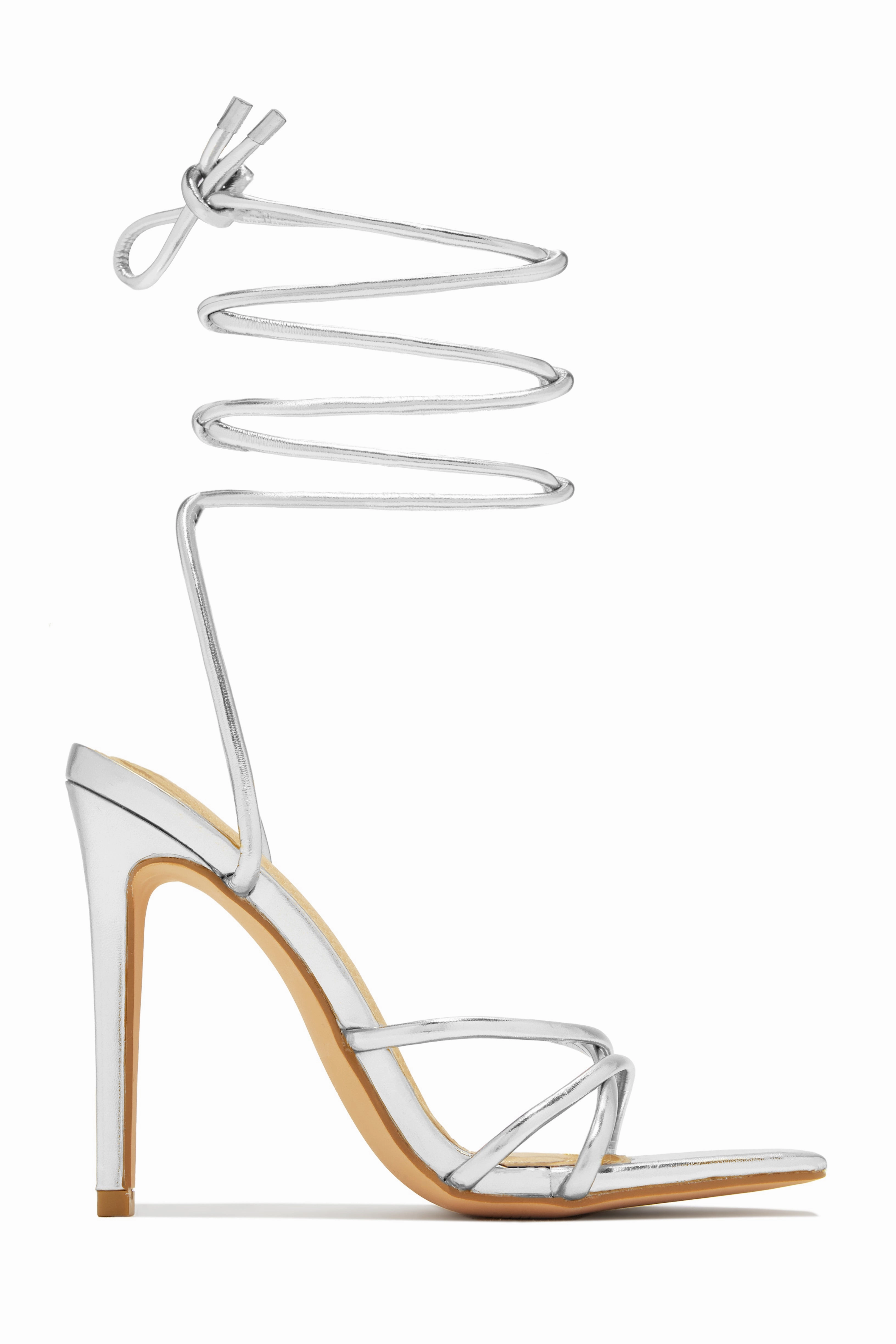 Holly Lace Up Strappy Heels - Leopard