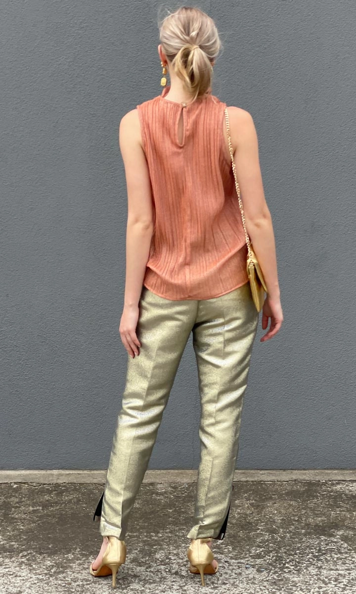 Hoss Rosa Metallic Cowl Neck Top