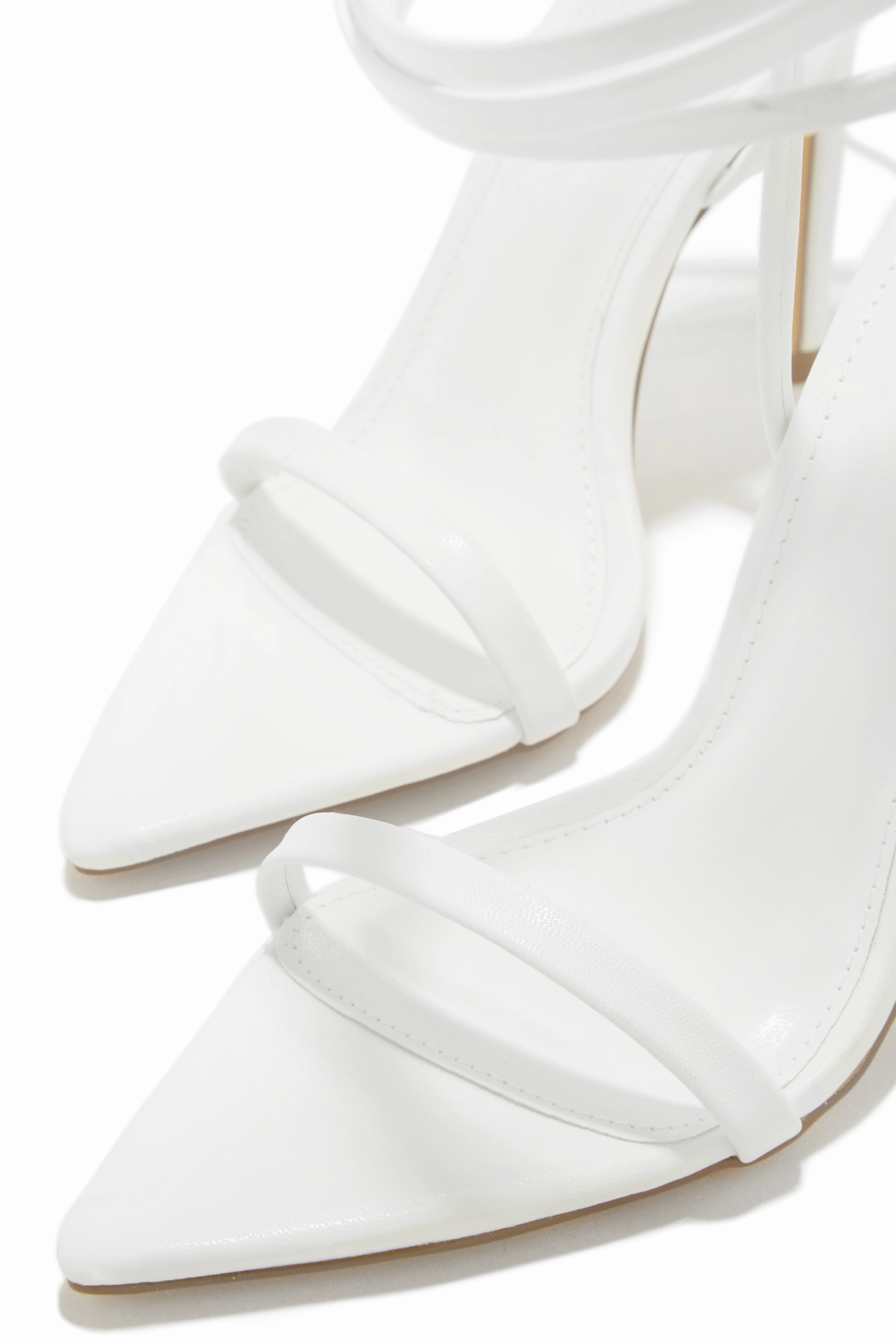 Into The Night Lace Up High Heels - White