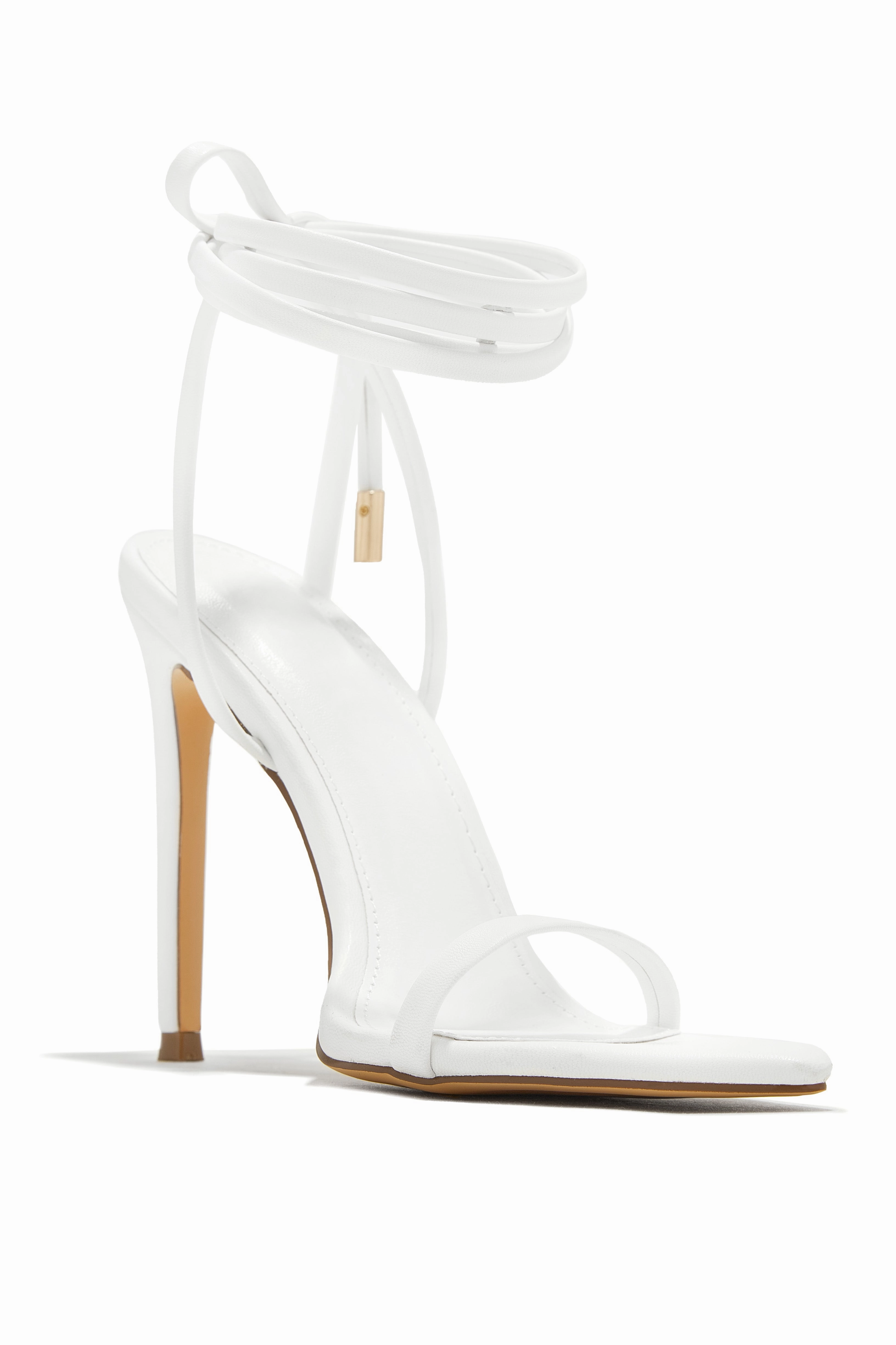 Into The Night Lace Up High Heels - White